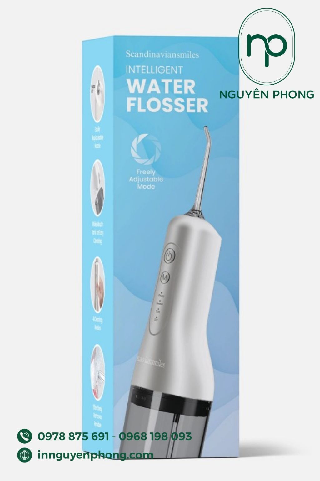 Mâu in hộp đựng máy tăm nước nhận diện thương hiệu 